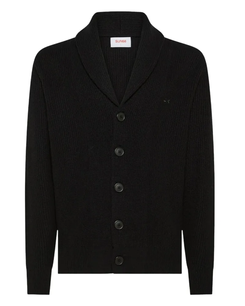 Sun68 Cardigan mit Schalkragen - Schwarz Schwarz