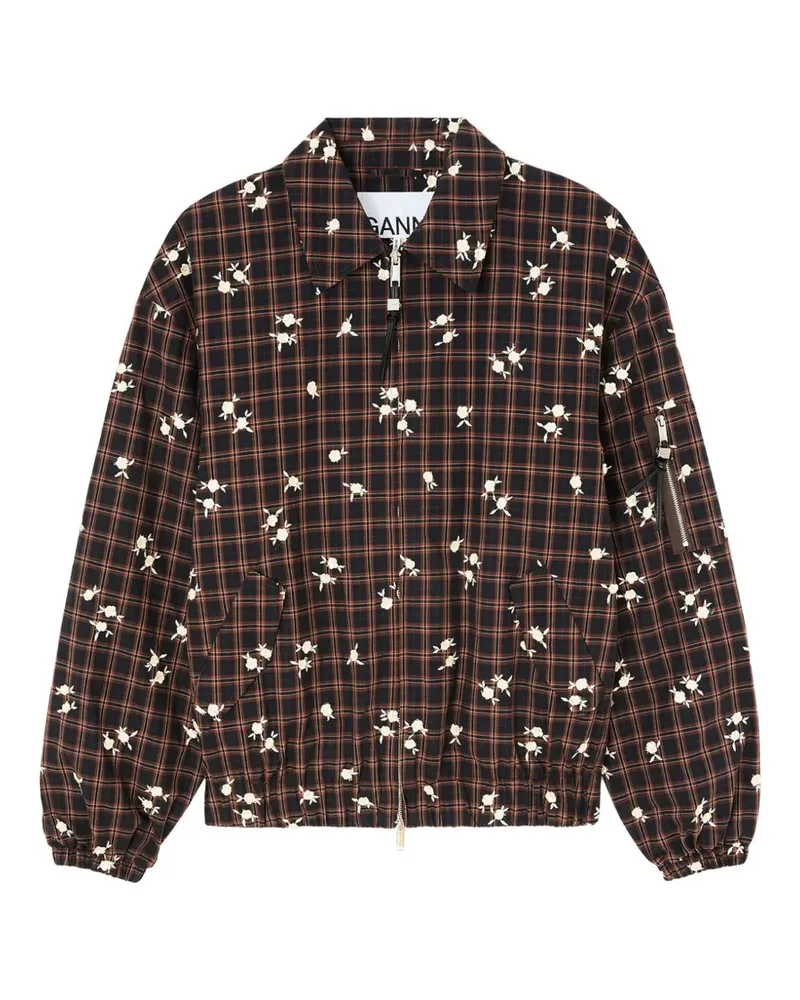 Ganni Bomberjacke mit Karomuster - Braun Braun