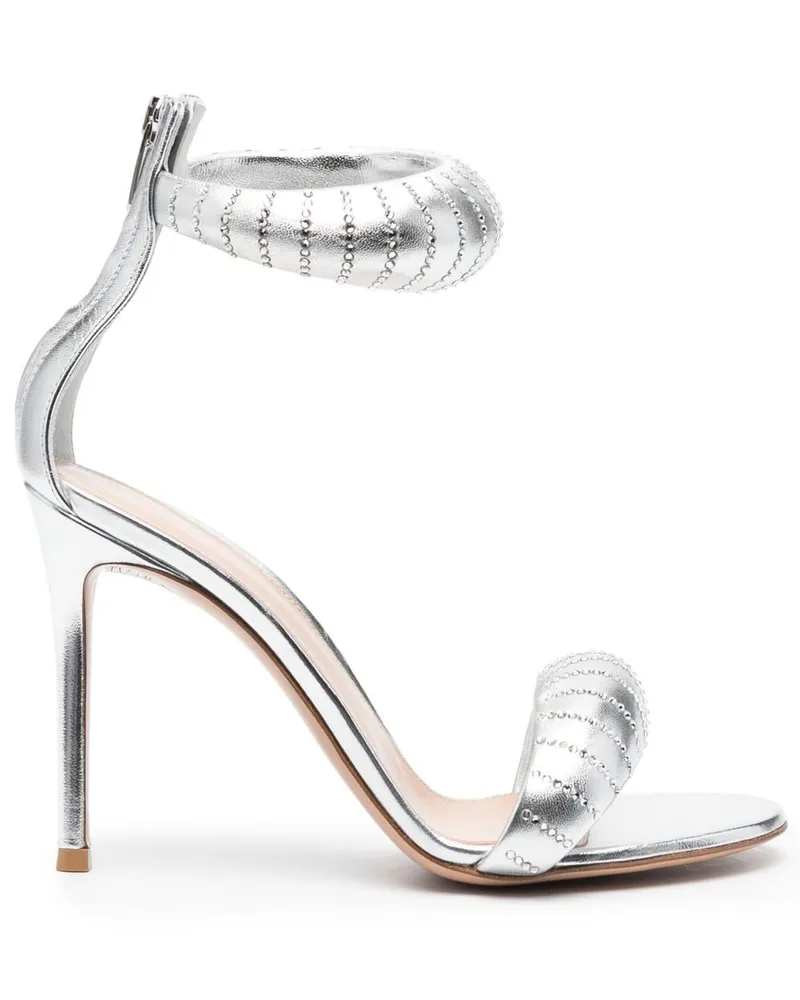 Gianvito Rossi Sandalen im Metallic-Look mit Kristallen - Silber Silber
