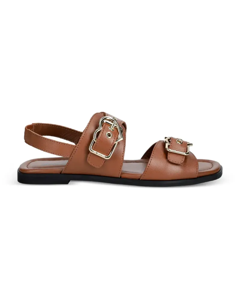 Moschino heart-buckle leather sandals - Braun Braun