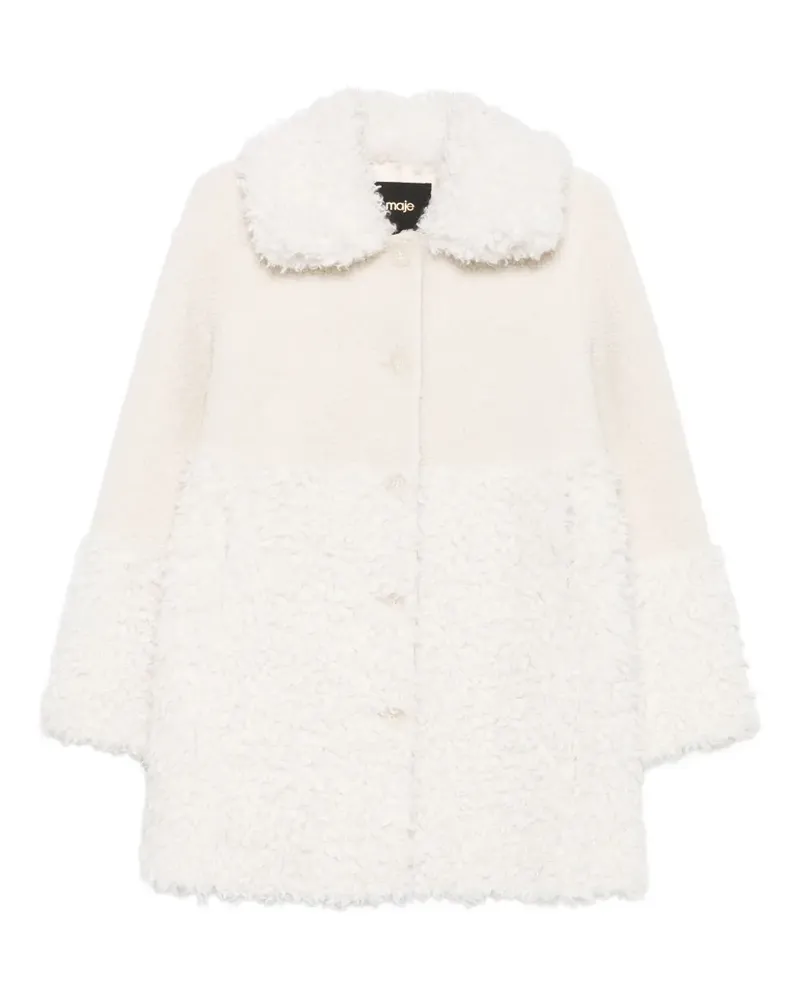Maje textured-collar coat - Nude Nude