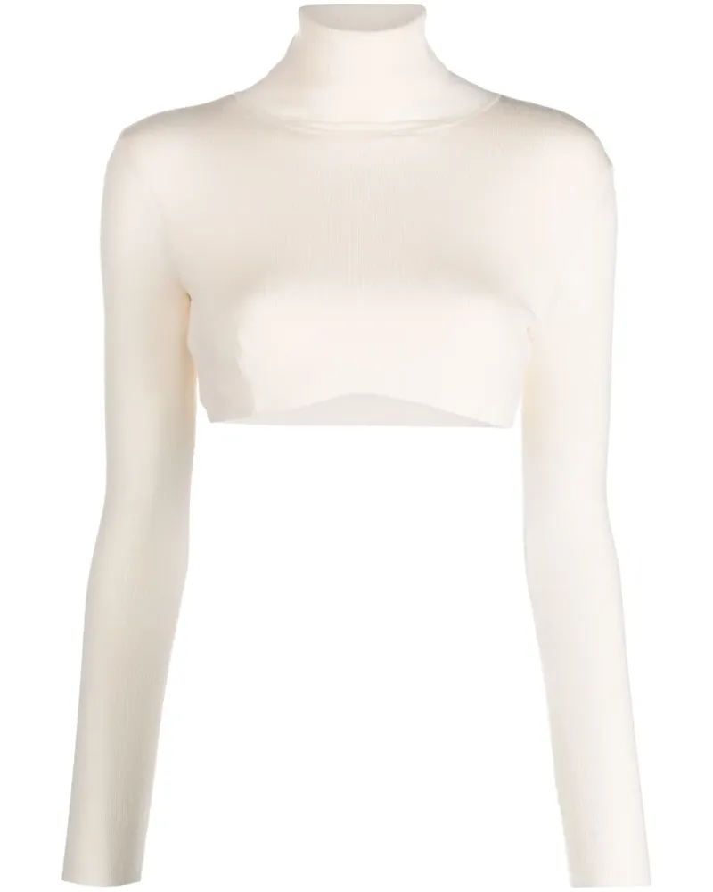 Elisabetta Franchi Cropped-Oberteil mit Rollkragen - Nude Nude
