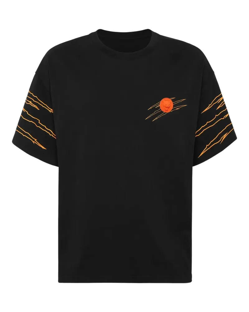 Philipp Plein Rundhals-T-Shirt mit Kratzer-Print - Schwarz Schwarz
