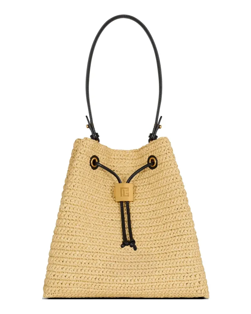 Balmain Pulse Rucksack aus Häkelstrick und Leder - Nude Nude