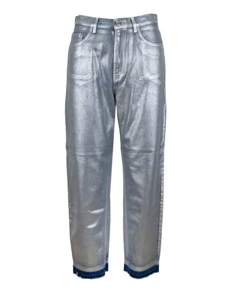 Elisabetta Franchi metallic-effect trousers - Silber Silber