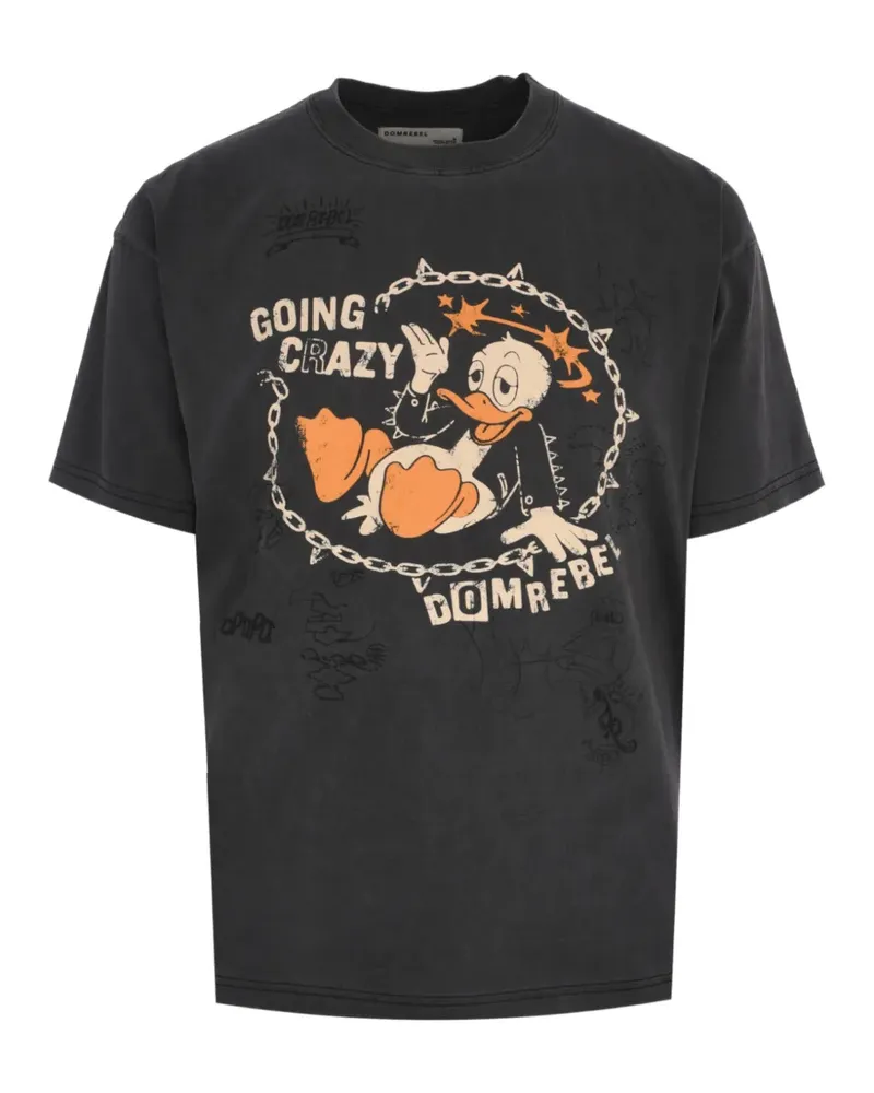 DOMREBEL T-Shirt mit grafischem Print - Schwarz Schwarz
