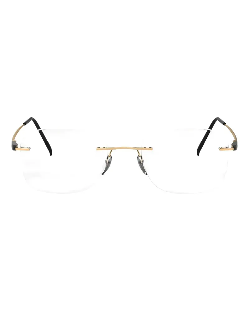 Silhouette rimless rectangle frame glasses - Gold Gold
