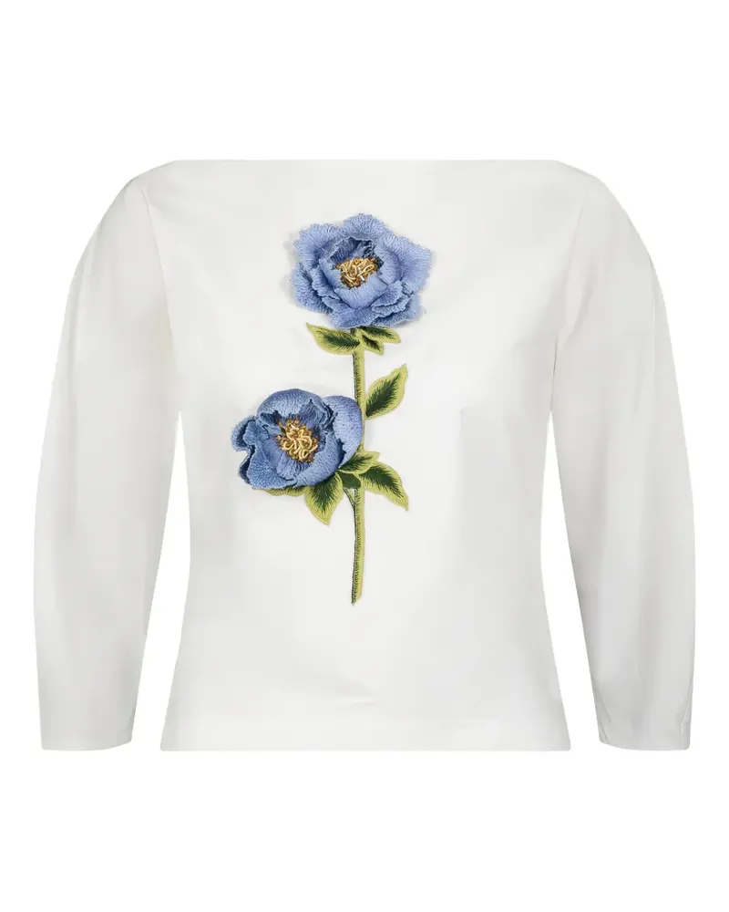 Lela Rose Bluse mit Blumenstickerei - Weiß Weiß