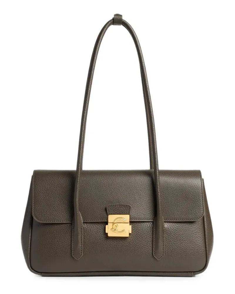 Coccinelle C-Me Lock Schultertasche aus gekörntem Leder - Grau Grau