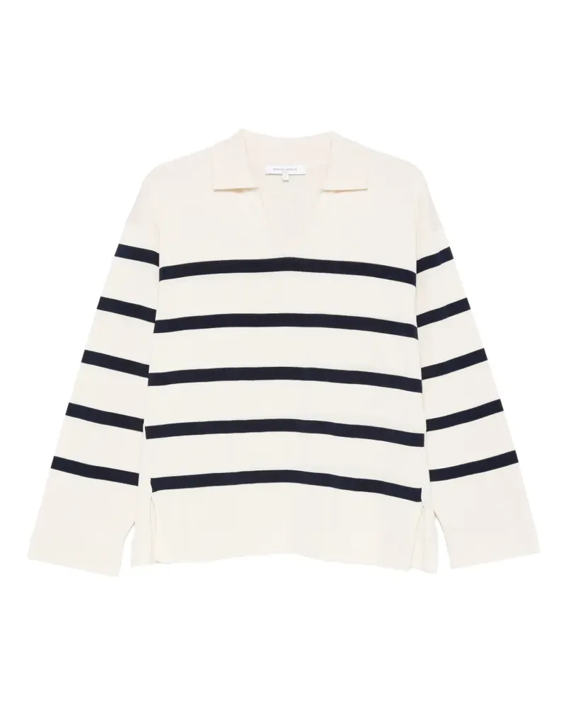 Kitsuné striped open-collar sweater - Nude Nude