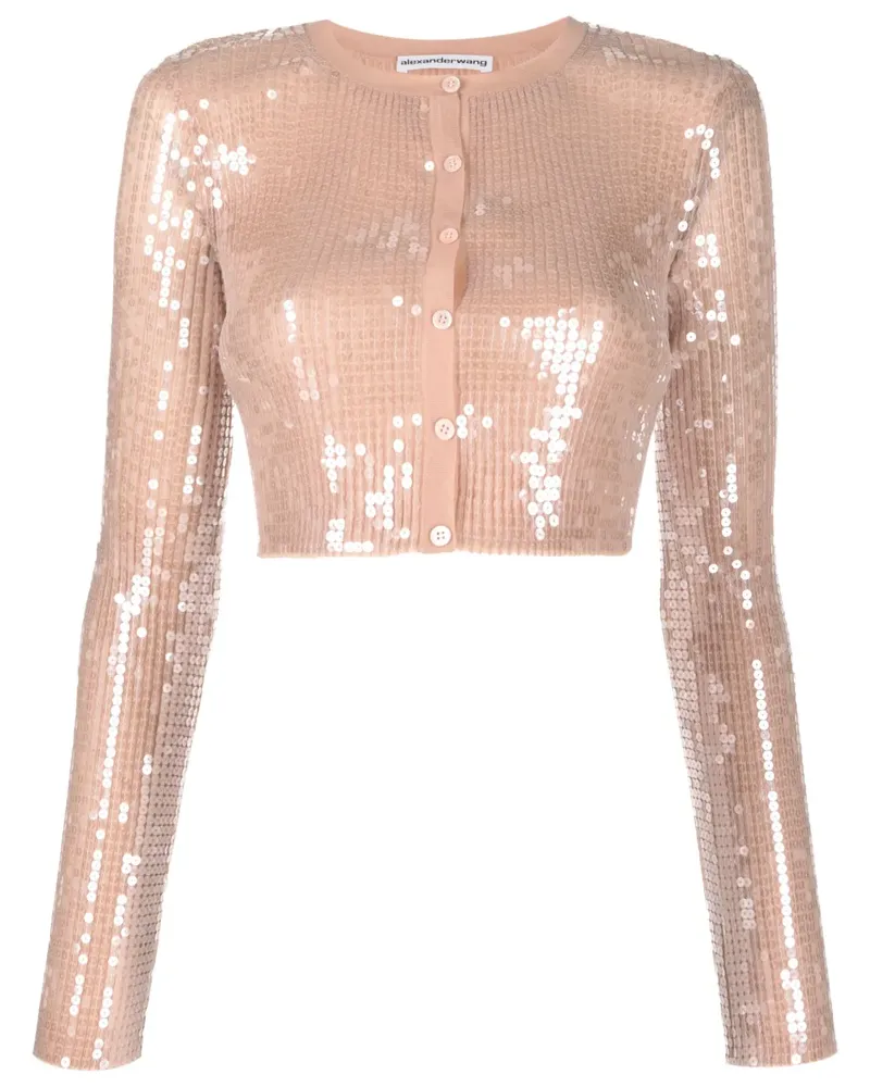 Alexander Wang Cropped-Cardigan mit Pailletten - Nude Nude