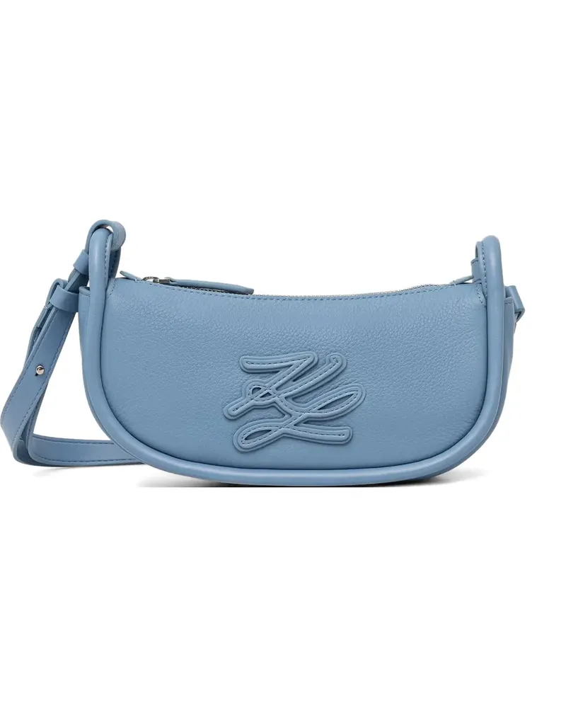 Karl Lagerfeld logo-patch leather crossbody bag - Blau Blau