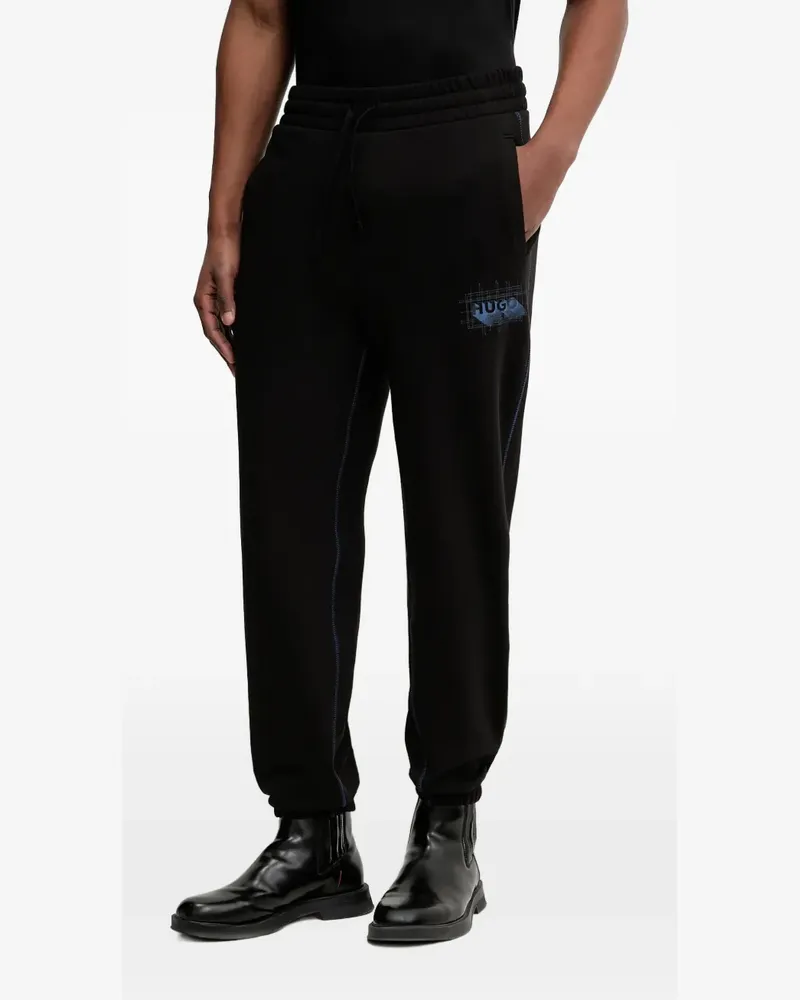 HUGO BOSS Hose mit Kordelzug und Logo - Schwarz Schwarz