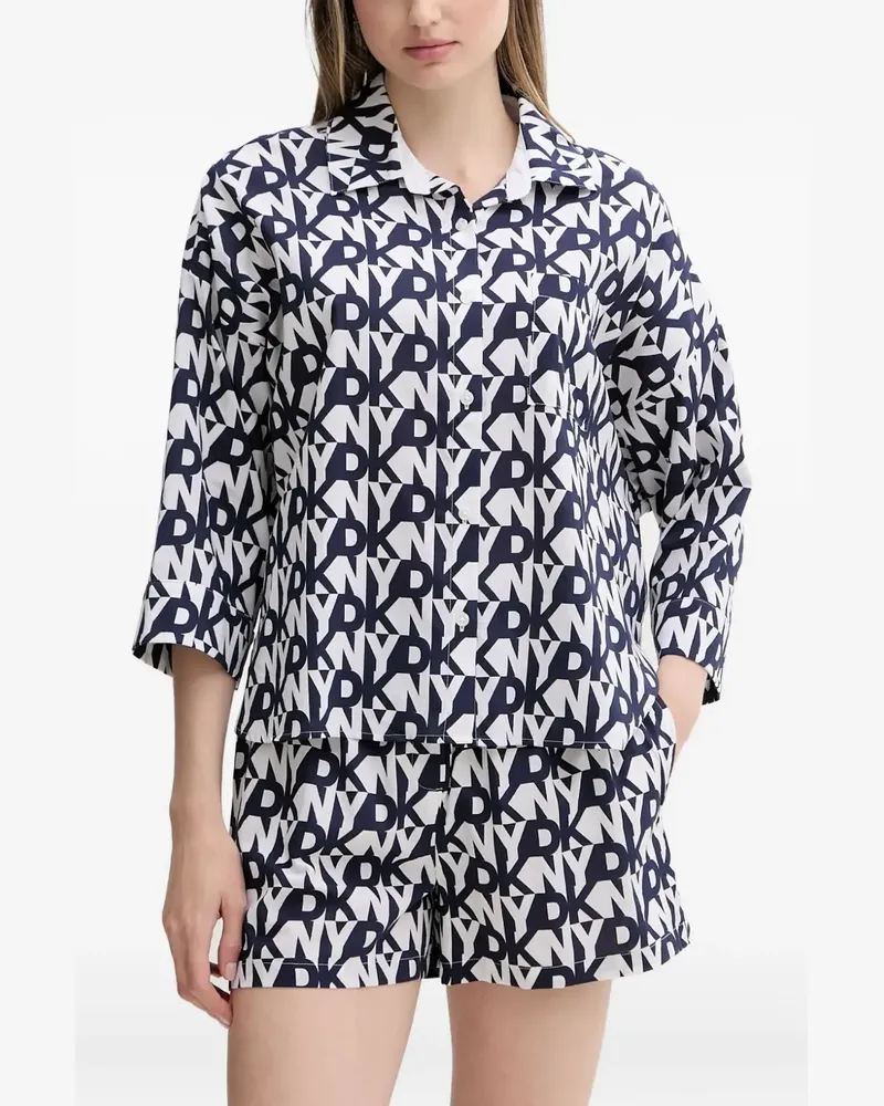 DKNY Pyjama mit Logo-Print - Weiß Weiß