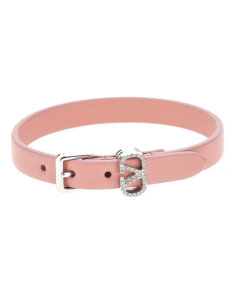 Valentino Garavani leather crystals bracelet - Rosa Rosa