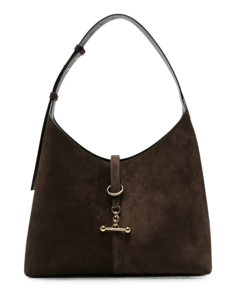 Strathberry suede bar-detail shoulder bag - Braun Braun
