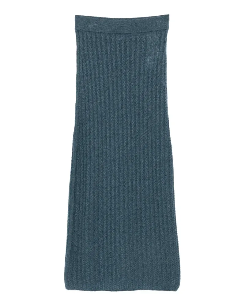 Eleventy cable-knit side-slit maxi skirt - Blau Blau