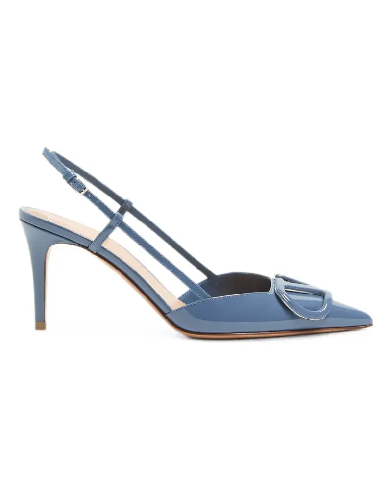 Valentino Garavani VLogo Signature patent-leather slingback pumps 80mm - Blau Blau