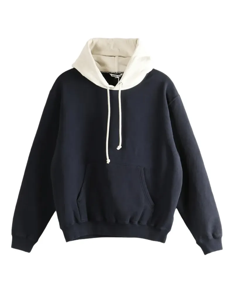 AURALEE P/O Hoodie in Colour-Block-Optik - Blau Blau