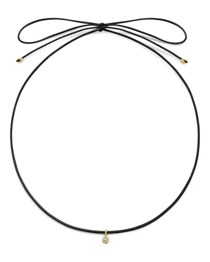 Monica Vinader Kordelhalskette aus 18kt Gold-Vermeil mit Diamanten in Tropfenform - Schwarz Schwarz