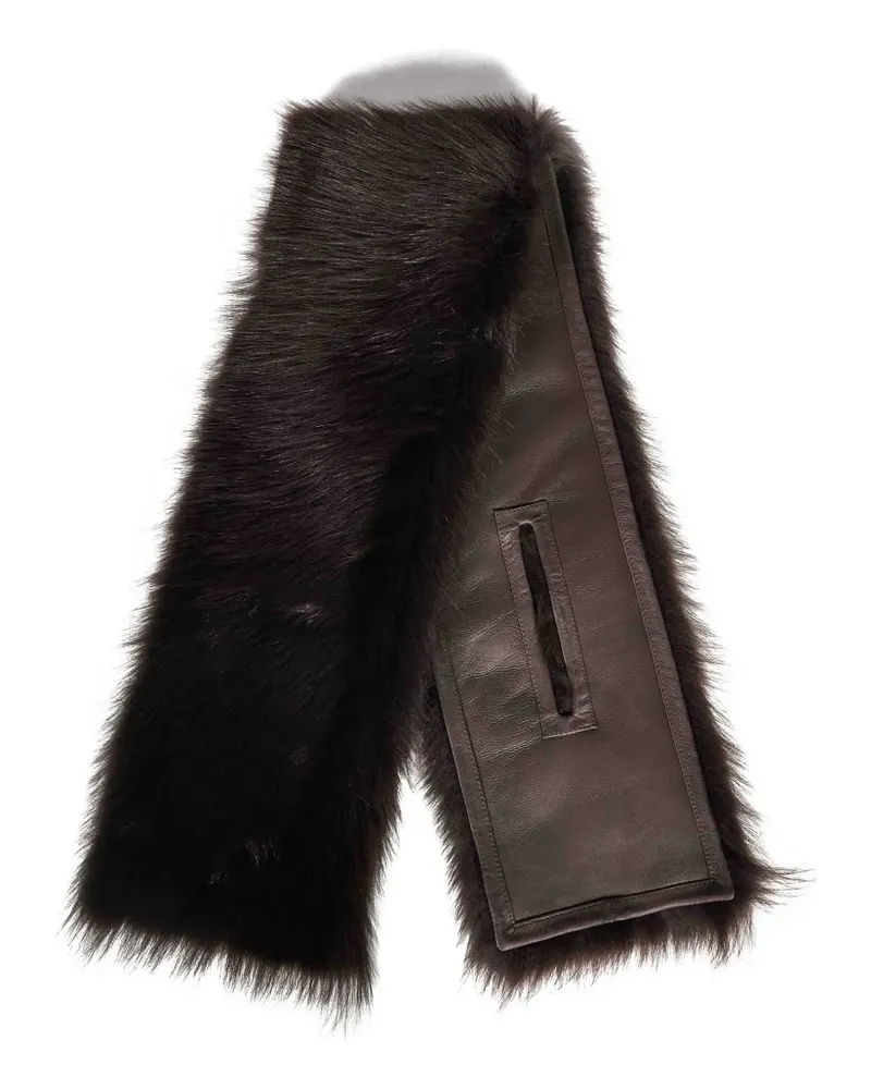 Magda Butrym faux-fur panelled leather scarf - Braun Braun