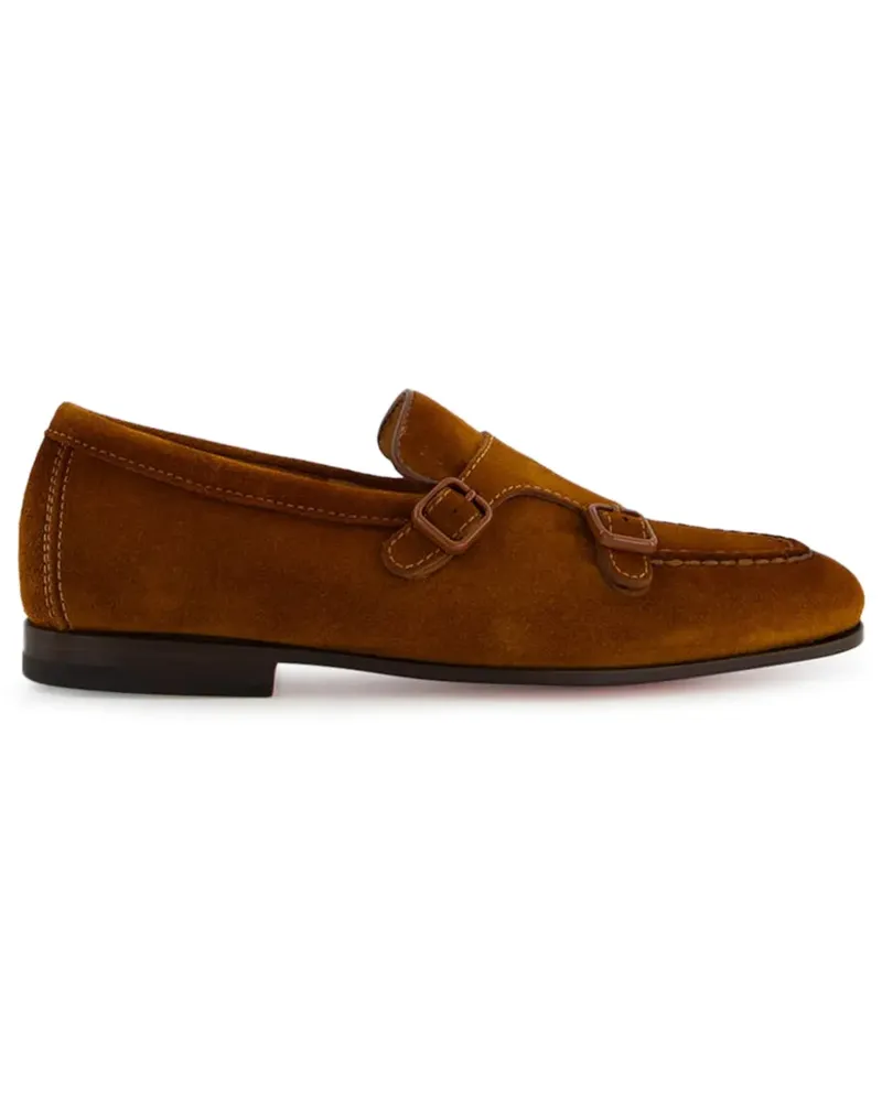 Santoni Loafer aus Wildleder mit Doppelschnalle - Braun Braun