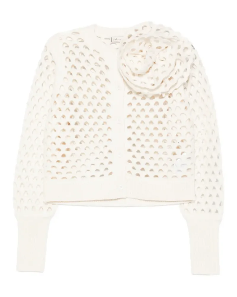 Blumarine Perforierter Cardigan mit Rosenapplikation - Weiß Weiß