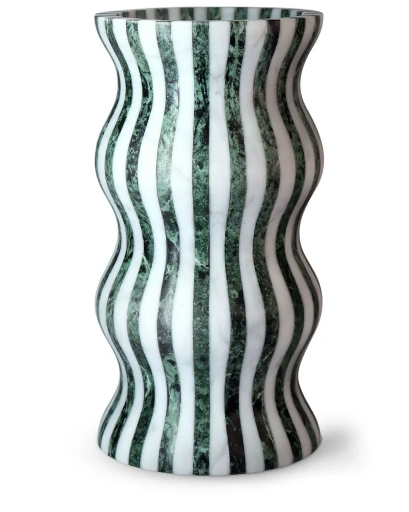Editions Milano Gestreifte Versilla Marmorvase - Grün Grün