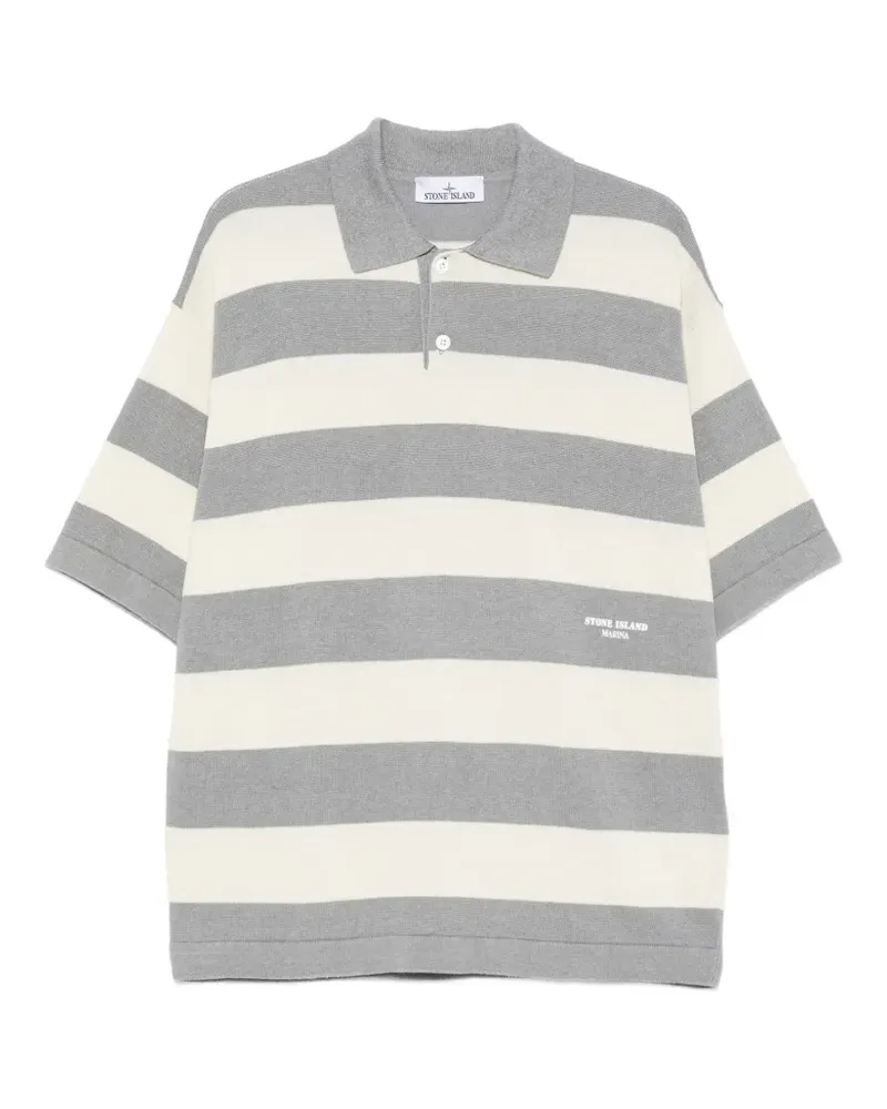 Stone Island striped knit polo shirt - Grau Grau