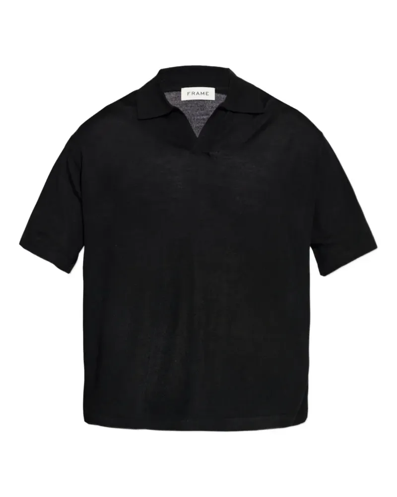 Frame Denim Gestricktes Poloshirt - Schwarz Schwarz