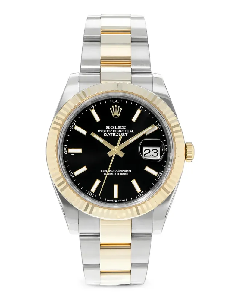 Rolex 2019 Datejust Armbanduhr mit geriffelter Lünette 41mm - Schwarz Schwarz