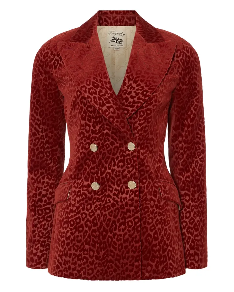 Temperley London Doppelreihiger Blazer mit Leopardenmuster - Rot Rot