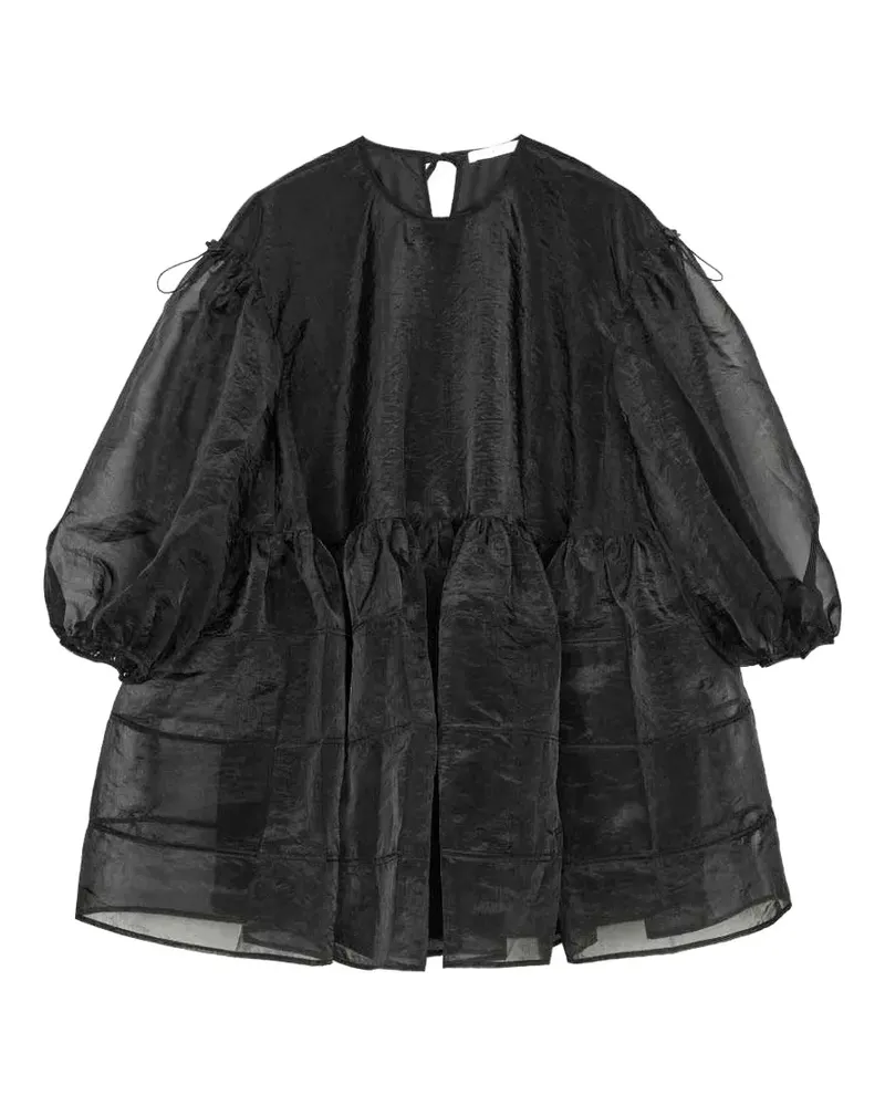 Cecilie Bahnsen Semi-transparentes Minikleid mit Knitteroptik - Schwarz Schwarz