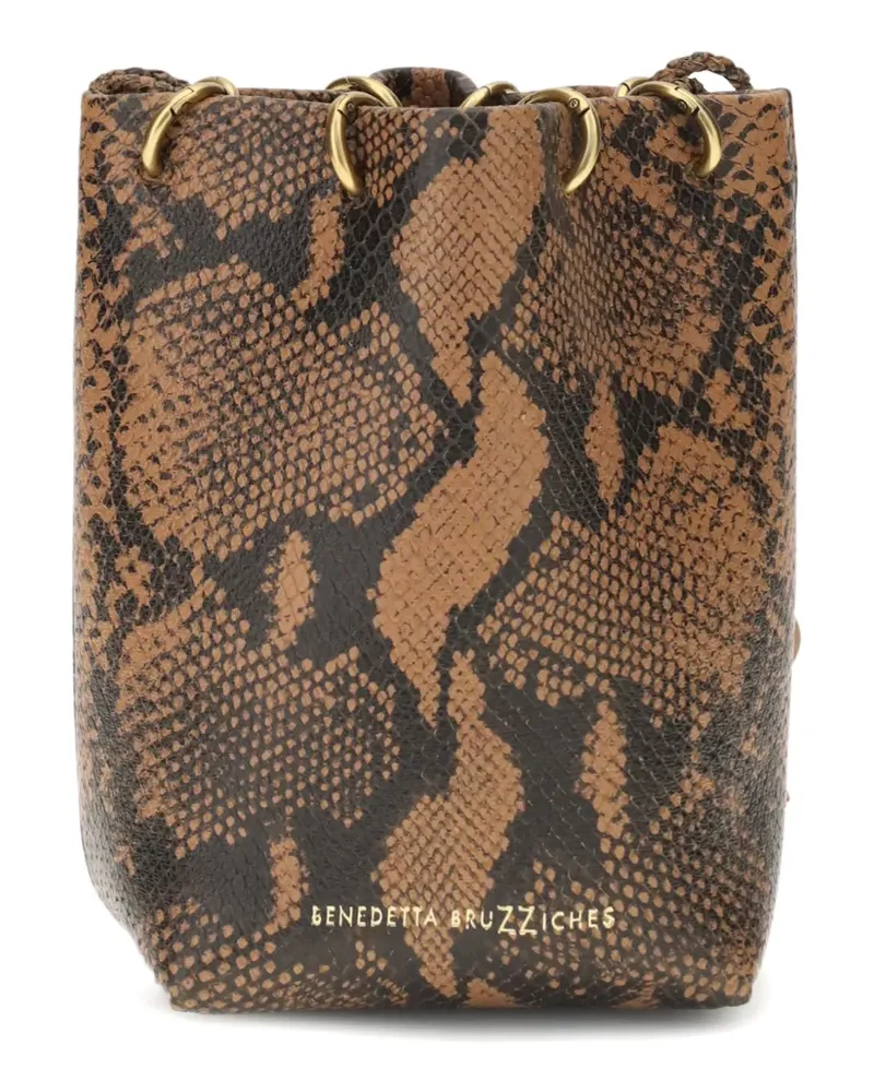 Benedetta Bruzziches Doudou Petite snake-effect bucket bag - Braun Braun