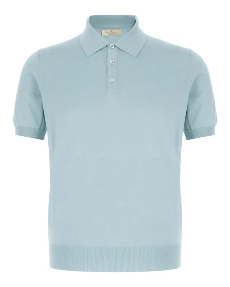 PANICALE Cashmere Poloshirt mit kurzen Ärmeln - Blau Blau