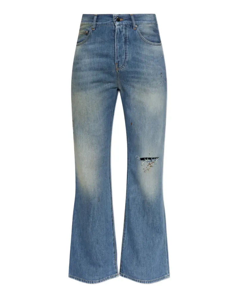 Amiri distressed paint-splatter jeans - Blau Blau