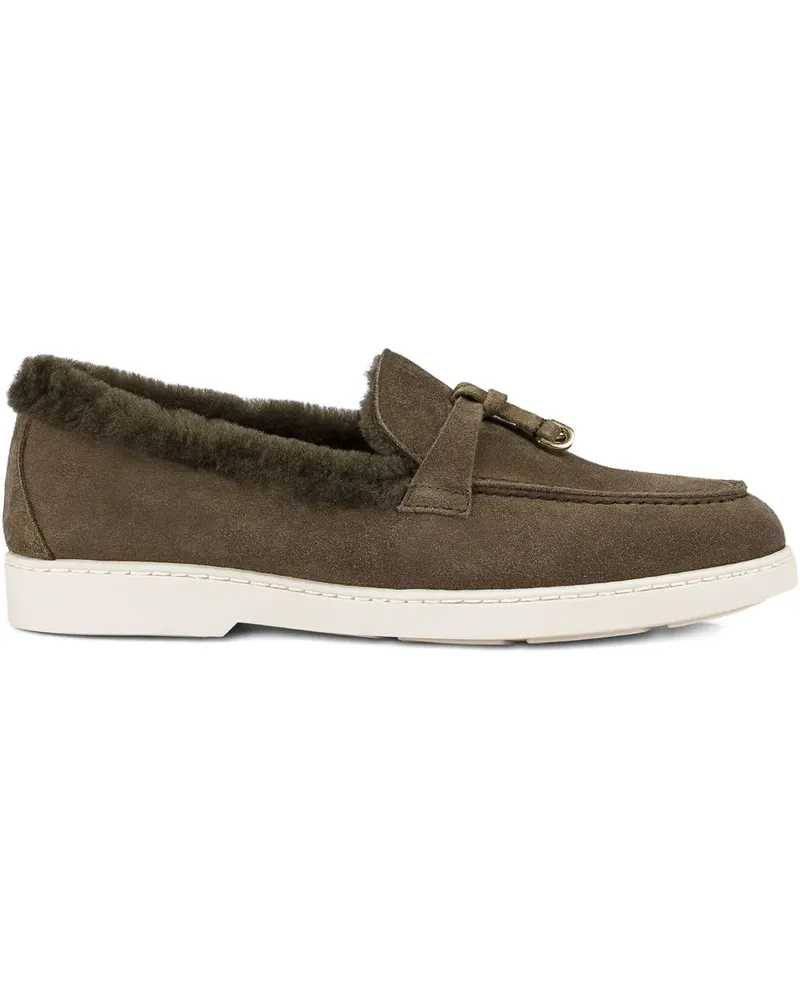Doucal´s shearling-trim suede loafers - Braun Braun