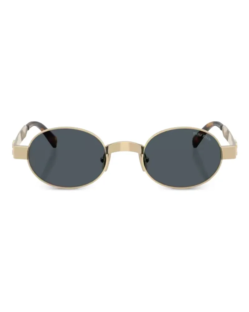 Miu Miu Sonnenbrille mit ovalem Gestell - Gold Gold