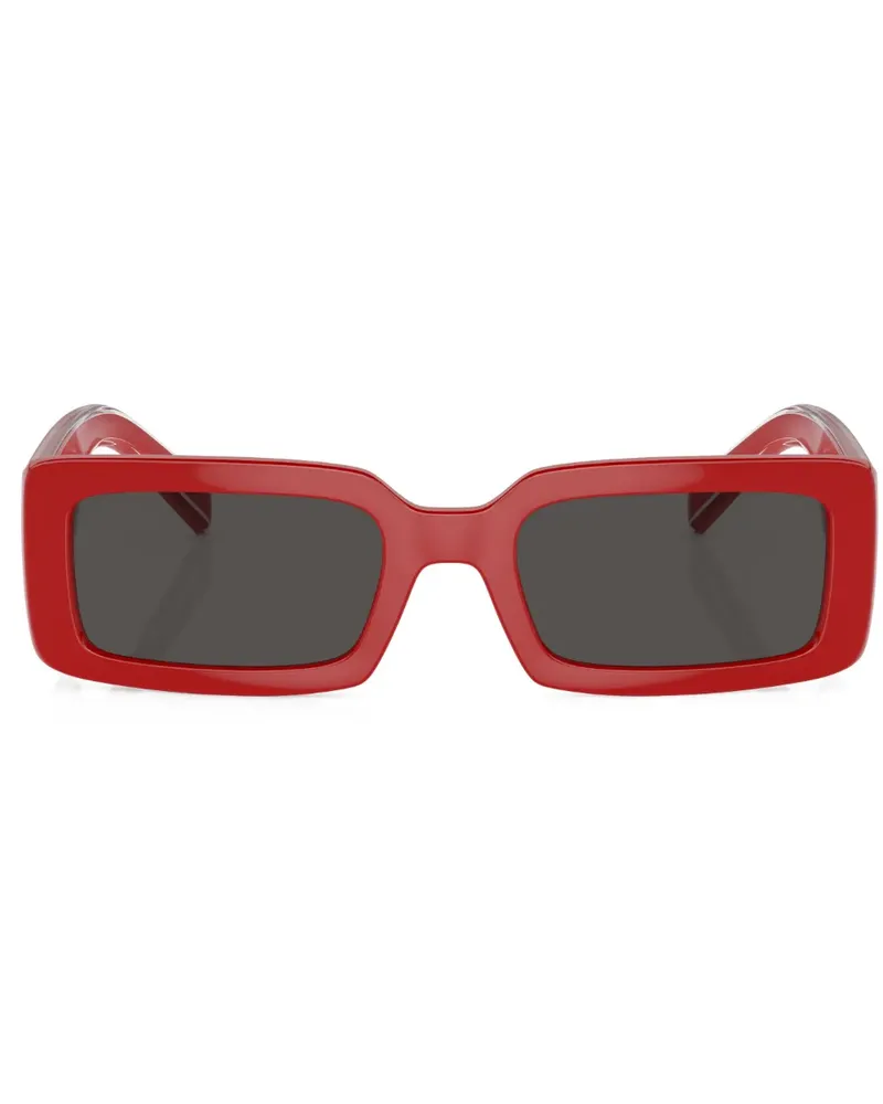 Dolce & Gabbana Eckige Sonnenbrille mit Logo-Print - Rot Rot