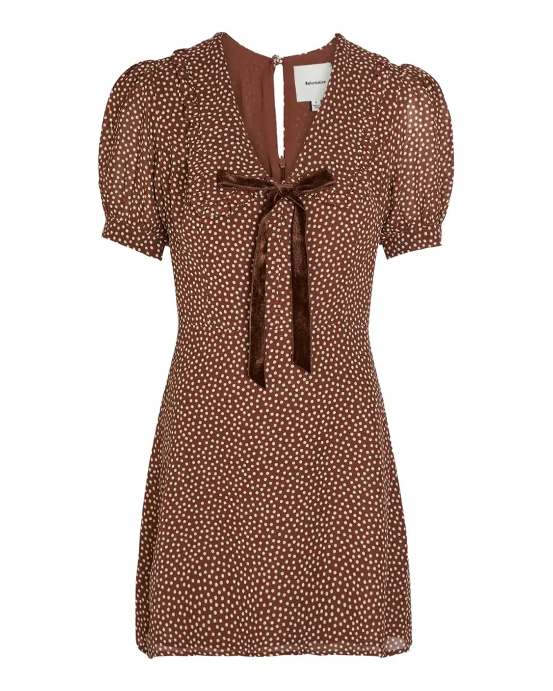 Reformation polka-dot ruffled mini dress - Braun Braun