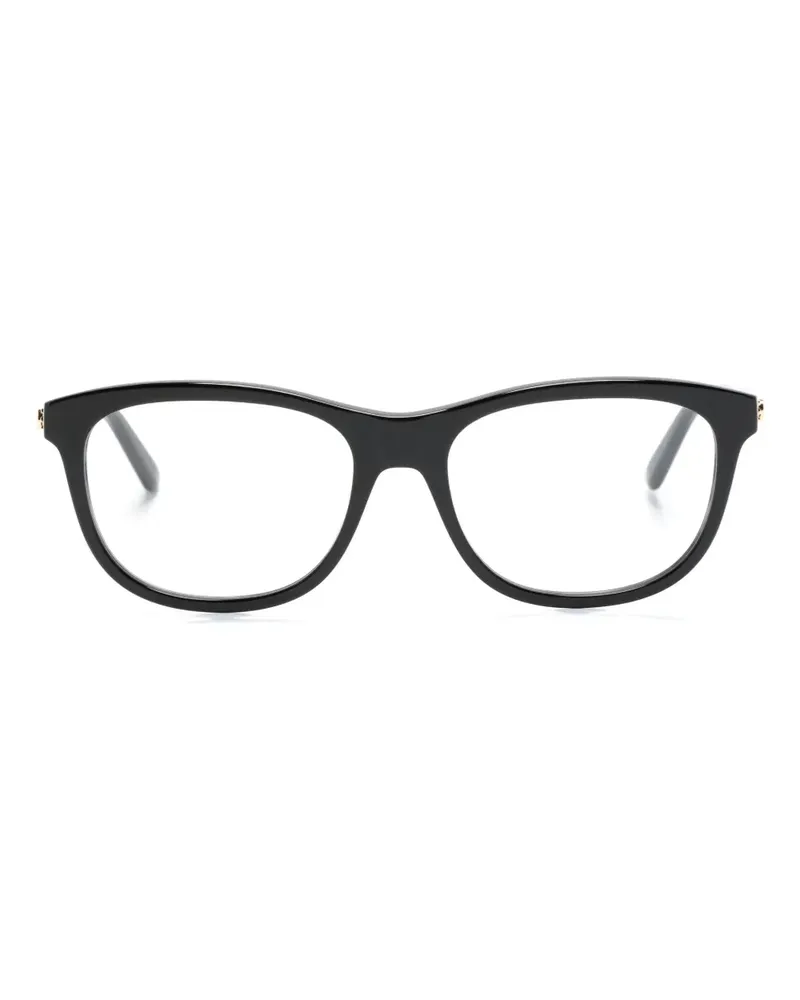 Gucci Eckige Brille mit Logo-Schild - Schwarz Schwarz