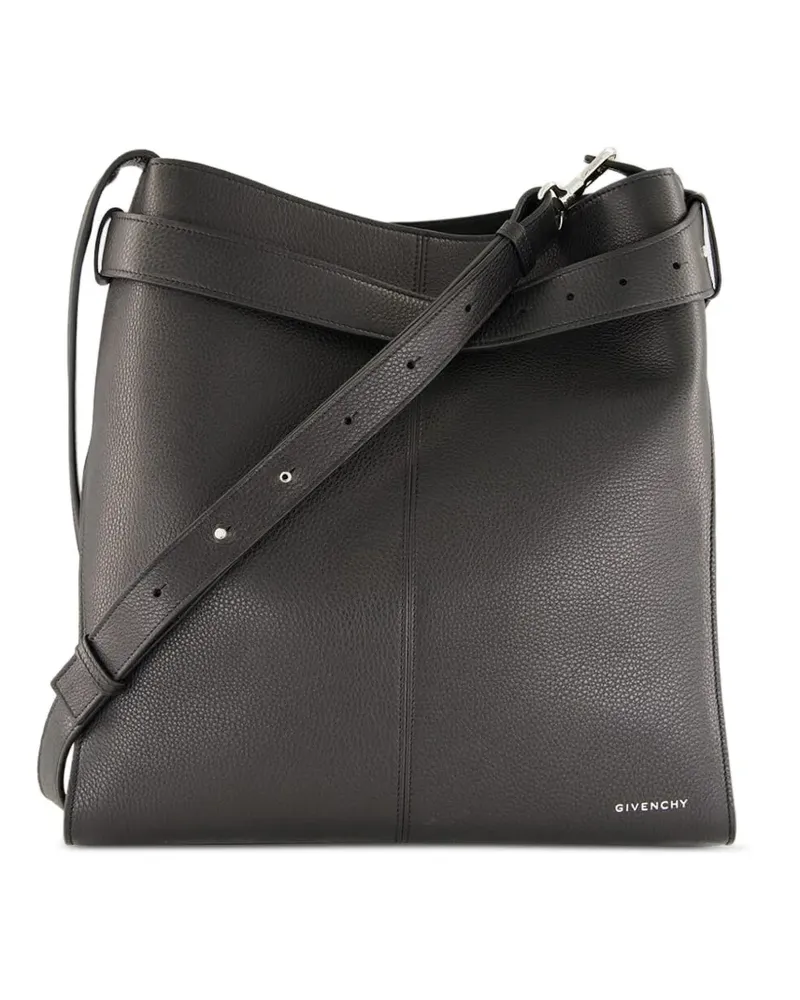Givenchy Mittelgroße Schultertasche aus strukturiertem Leder mit Gürtel - Schwarz Schwarz