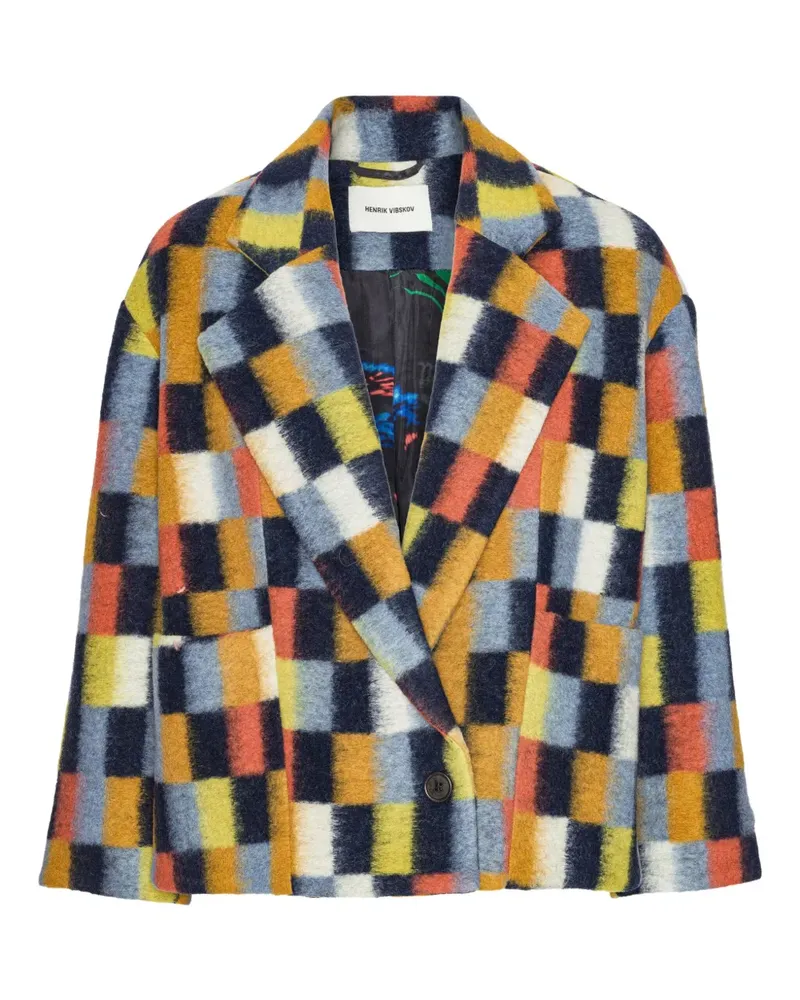 Henrik Vibskov Gebürstete Jacke mit Quadratmuster - Blau Blau