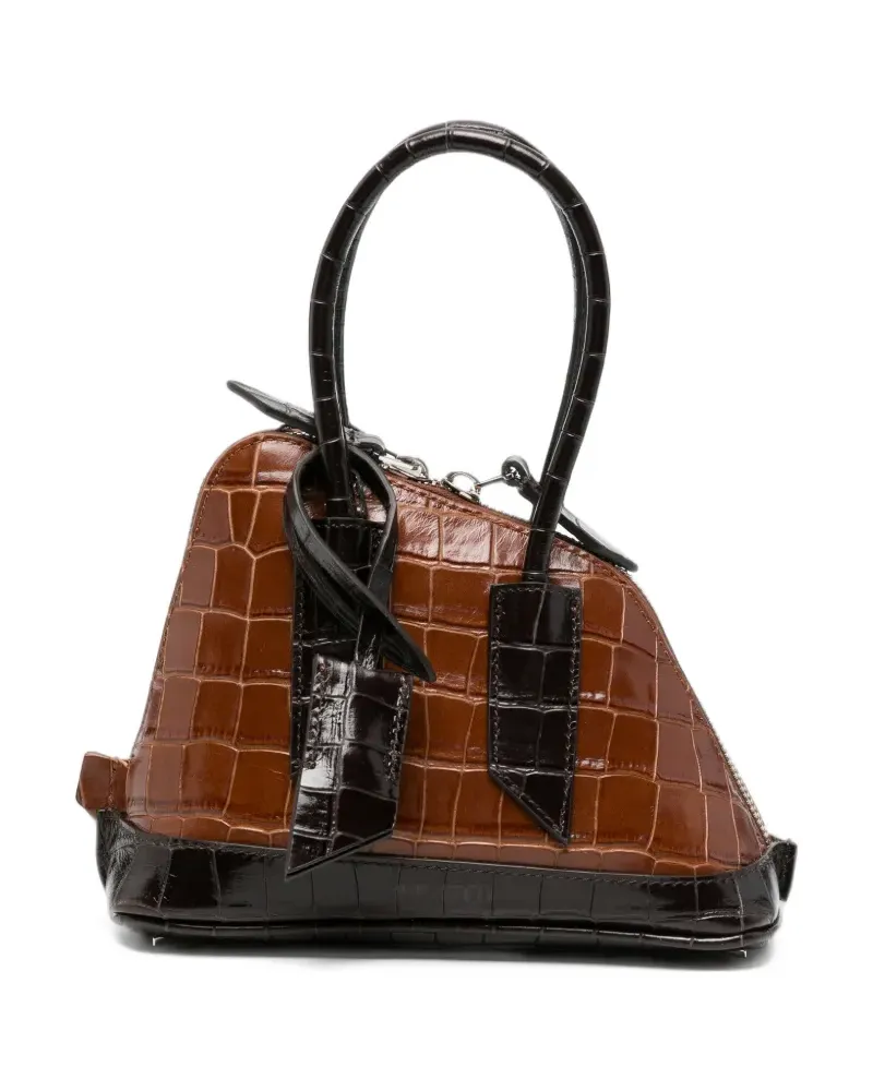 ATTICO Mini Sant Ambroeus Tote Bag mit Kroko-Effekt - Braun Braun