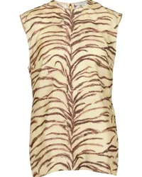 Stella McCartney Seidentop mit Tiger-Print Nude