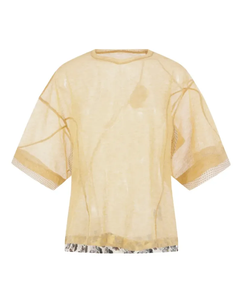 Undercover layered-effect semi-sheer T-shirt - Gelb Gelb