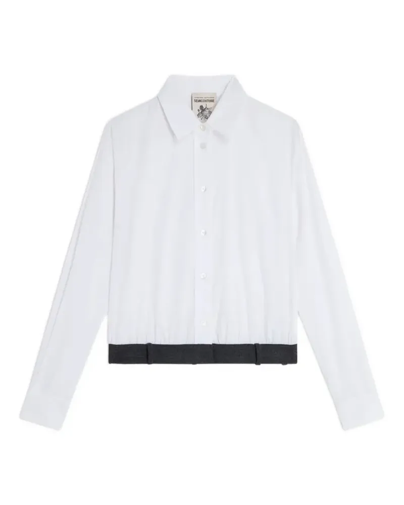 Semicouture Gilberta cropped contrast-hem shirt - Weiß Weiß