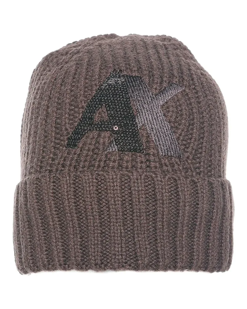 Armani Exchange Gerippte Beanie - Braun Braun