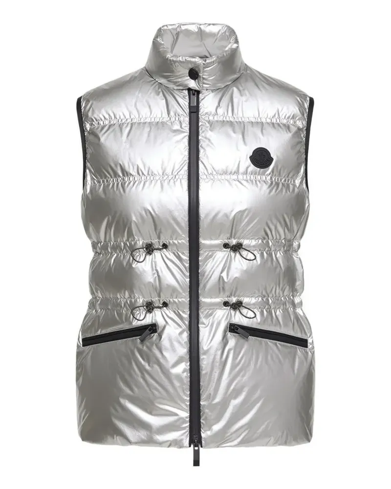 Moncler Gefütterte Weste mit Kordelzug - Silber Silber