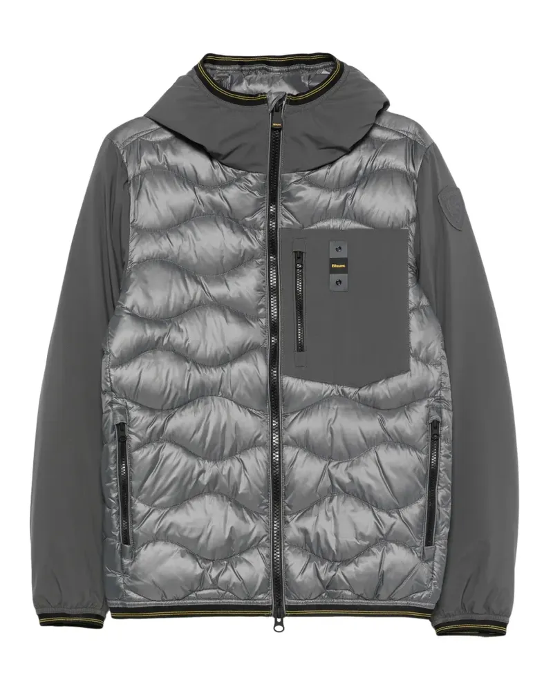 Blauer Gesteppte Kapuzenjacke - Grau Grau